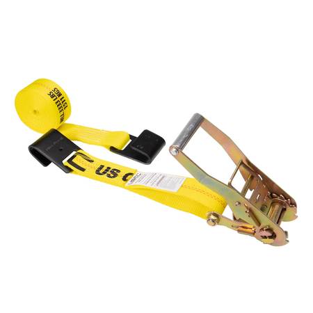 US CARGO CONTROL 2 in x 27 ft Yellow Ratchet Strap w/ Black Flat Hook 5027FH-Y